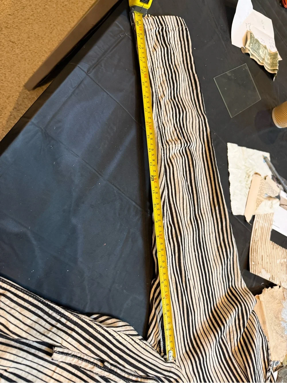 Free People Black and Ivory Striped Pants